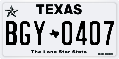 TX license plate BGY0407