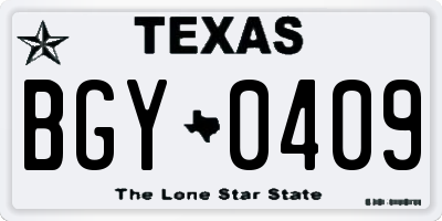 TX license plate BGY0409