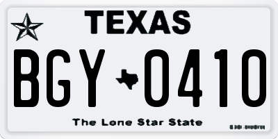 TX license plate BGY0410