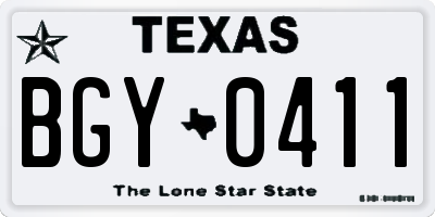 TX license plate BGY0411