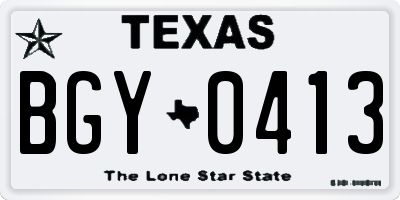 TX license plate BGY0413