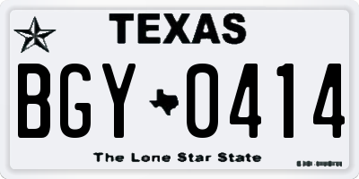 TX license plate BGY0414