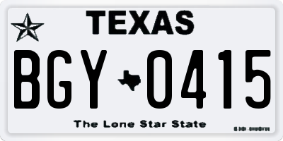 TX license plate BGY0415