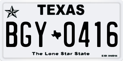 TX license plate BGY0416