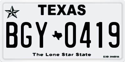 TX license plate BGY0419