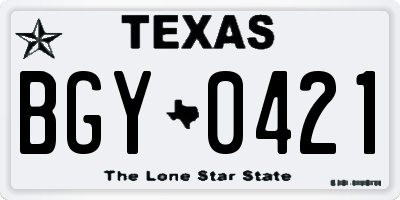 TX license plate BGY0421