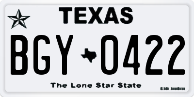 TX license plate BGY0422
