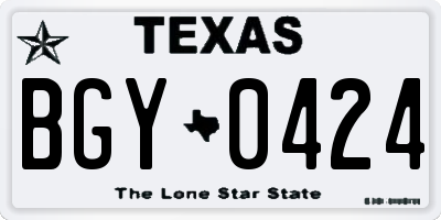TX license plate BGY0424