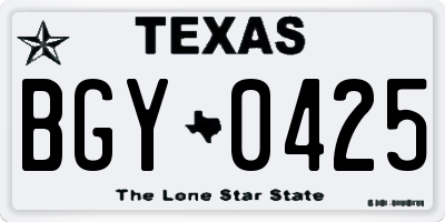 TX license plate BGY0425