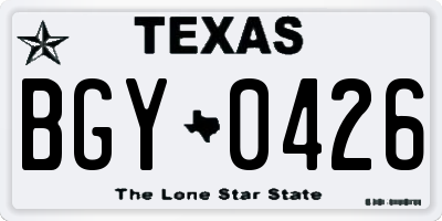 TX license plate BGY0426