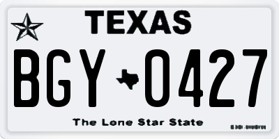 TX license plate BGY0427