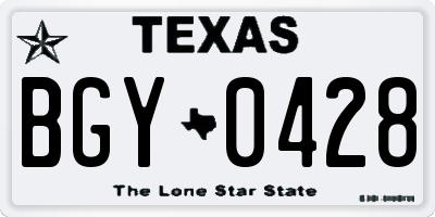 TX license plate BGY0428