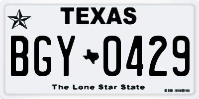 TX license plate BGY0429