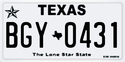 TX license plate BGY0431