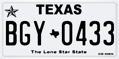 TX license plate BGY0433