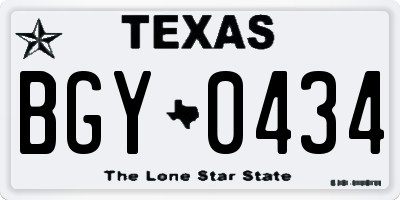 TX license plate BGY0434