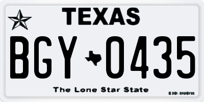 TX license plate BGY0435