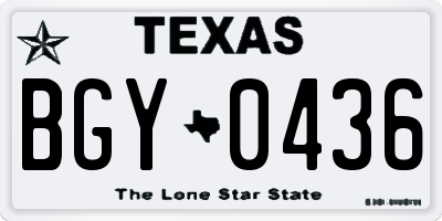 TX license plate BGY0436