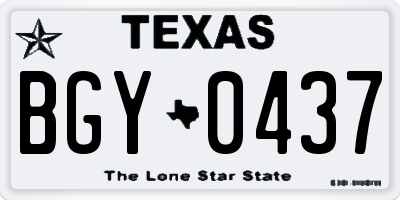 TX license plate BGY0437