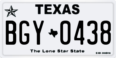 TX license plate BGY0438