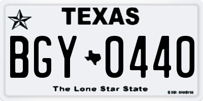 TX license plate BGY0440