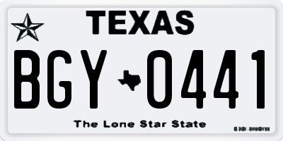 TX license plate BGY0441