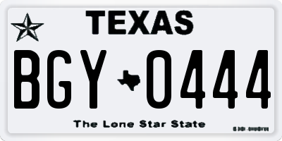 TX license plate BGY0444