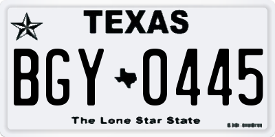 TX license plate BGY0445
