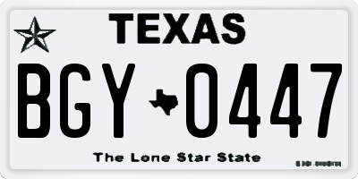 TX license plate BGY0447
