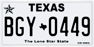 TX license plate BGY0449