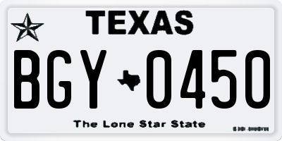 TX license plate BGY0450