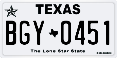 TX license plate BGY0451