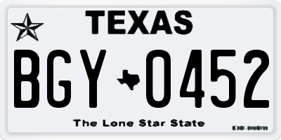 TX license plate BGY0452