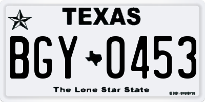 TX license plate BGY0453