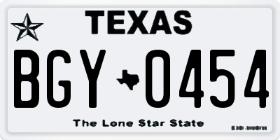 TX license plate BGY0454