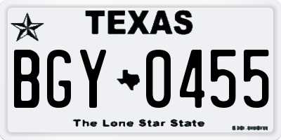 TX license plate BGY0455