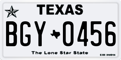 TX license plate BGY0456