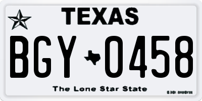 TX license plate BGY0458