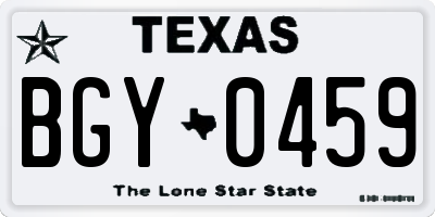 TX license plate BGY0459