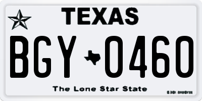TX license plate BGY0460