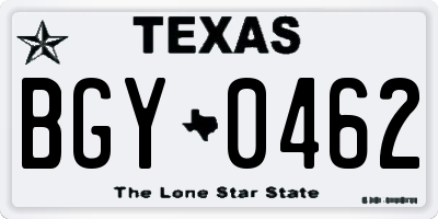 TX license plate BGY0462