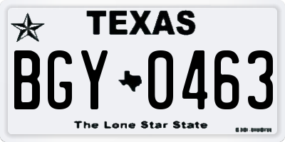 TX license plate BGY0463