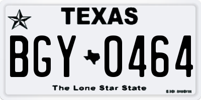 TX license plate BGY0464