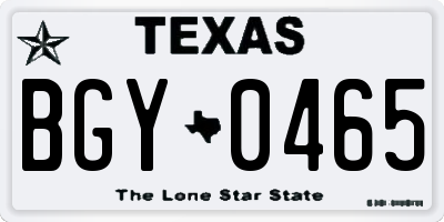 TX license plate BGY0465