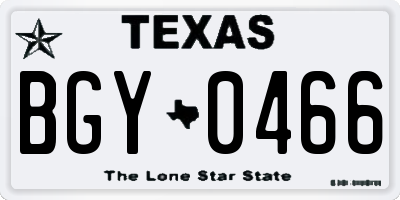 TX license plate BGY0466