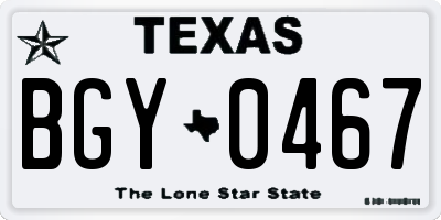 TX license plate BGY0467