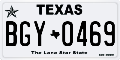 TX license plate BGY0469