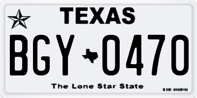 TX license plate BGY0470