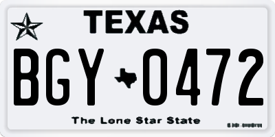 TX license plate BGY0472
