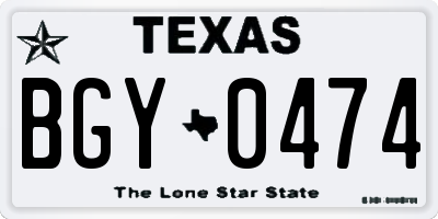 TX license plate BGY0474